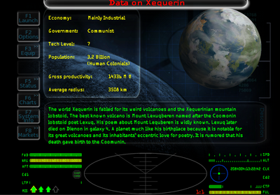 Example of a Famous Planets description on the F7 screen